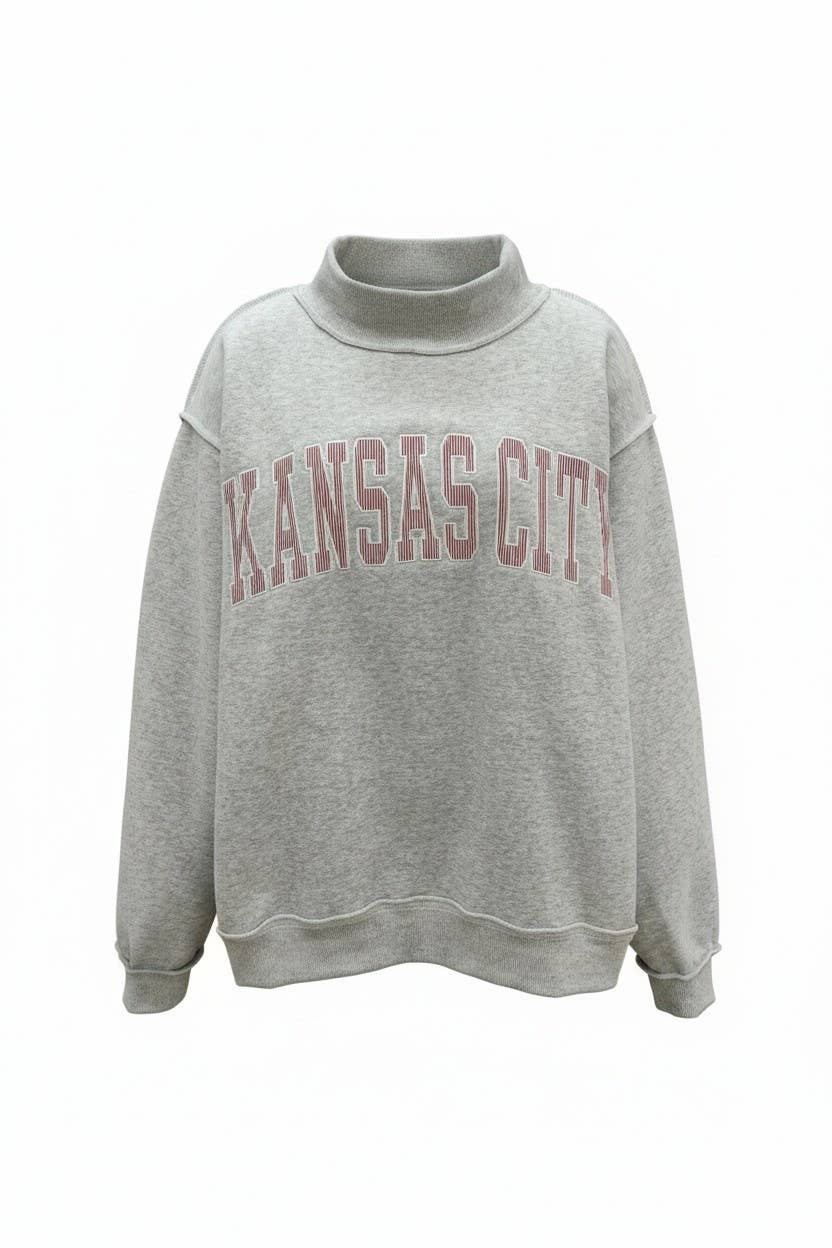 IT2594E-KANSASCITY | 'KANSAS CITY' Applique Patch Sweatshirt