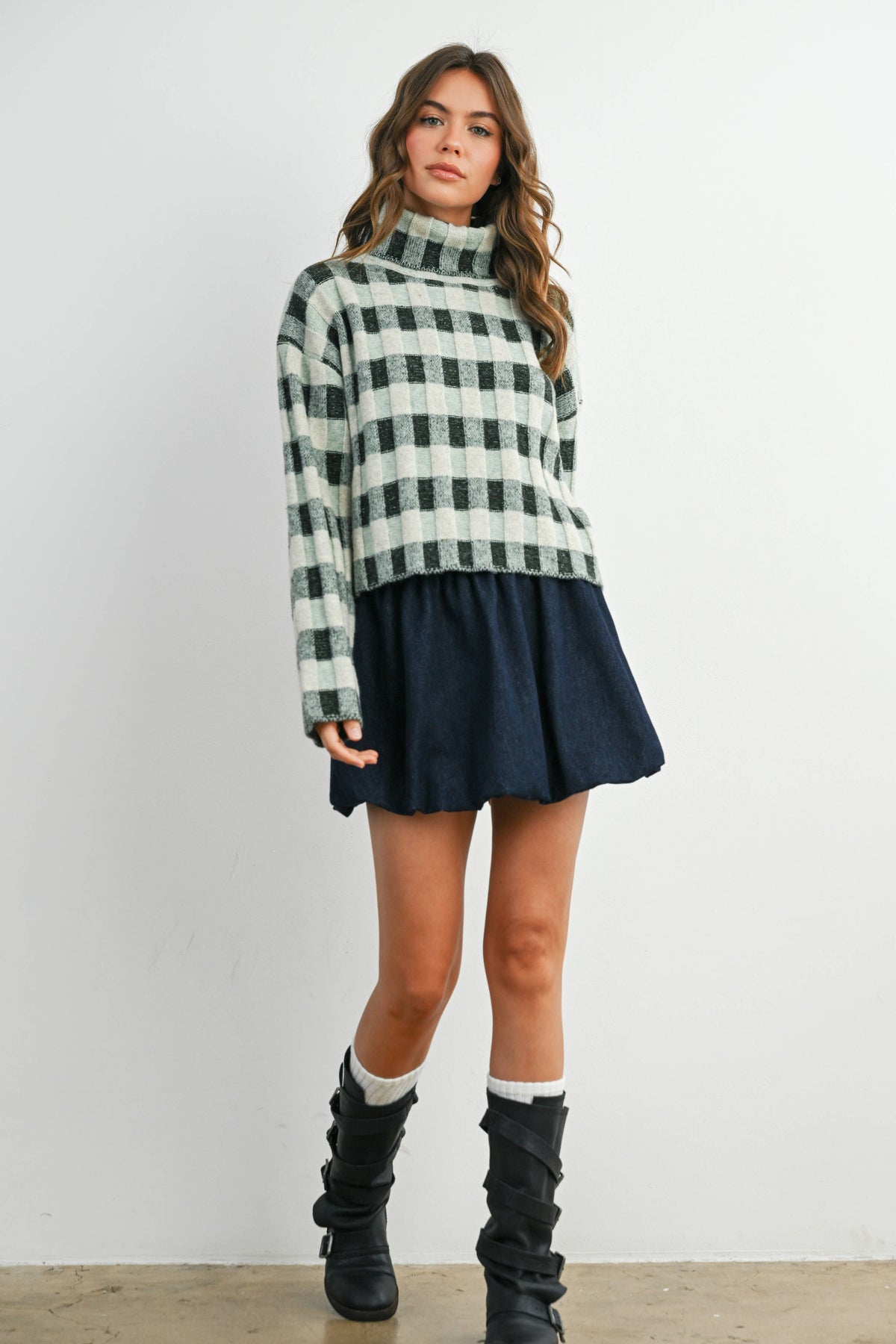 Fall Check Turtleneck Sweater - BMW7532