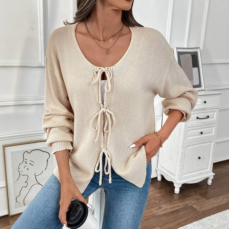 Tie Front Knit Cardigan