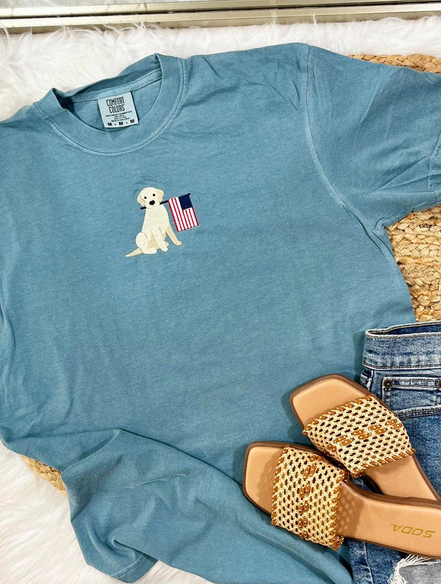 Patriotic Dog JULY30 Embroidered Apparel