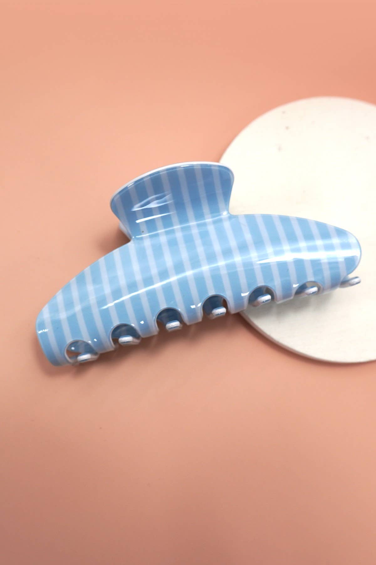 JUMBO STRIPE PLAID OVAL HAIR CLAW CLIPS | 40H1020