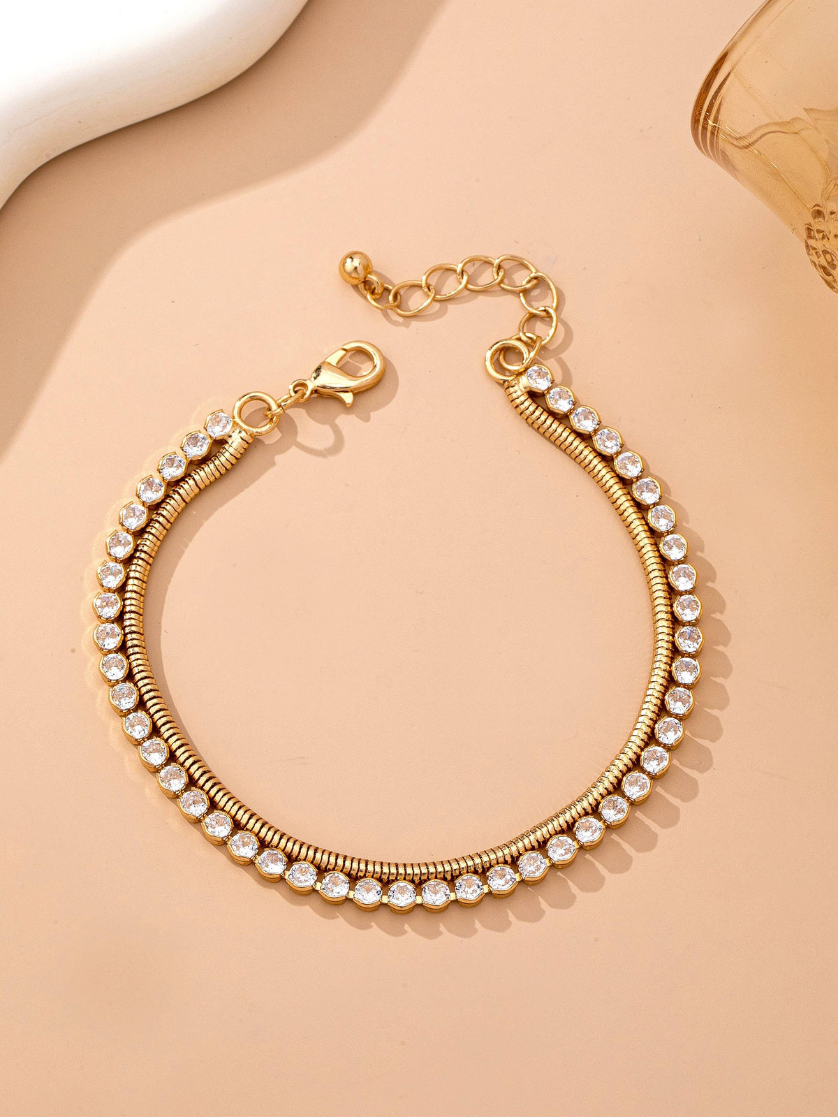 Double Snake Chain Crystal Bracelet | 80B1653