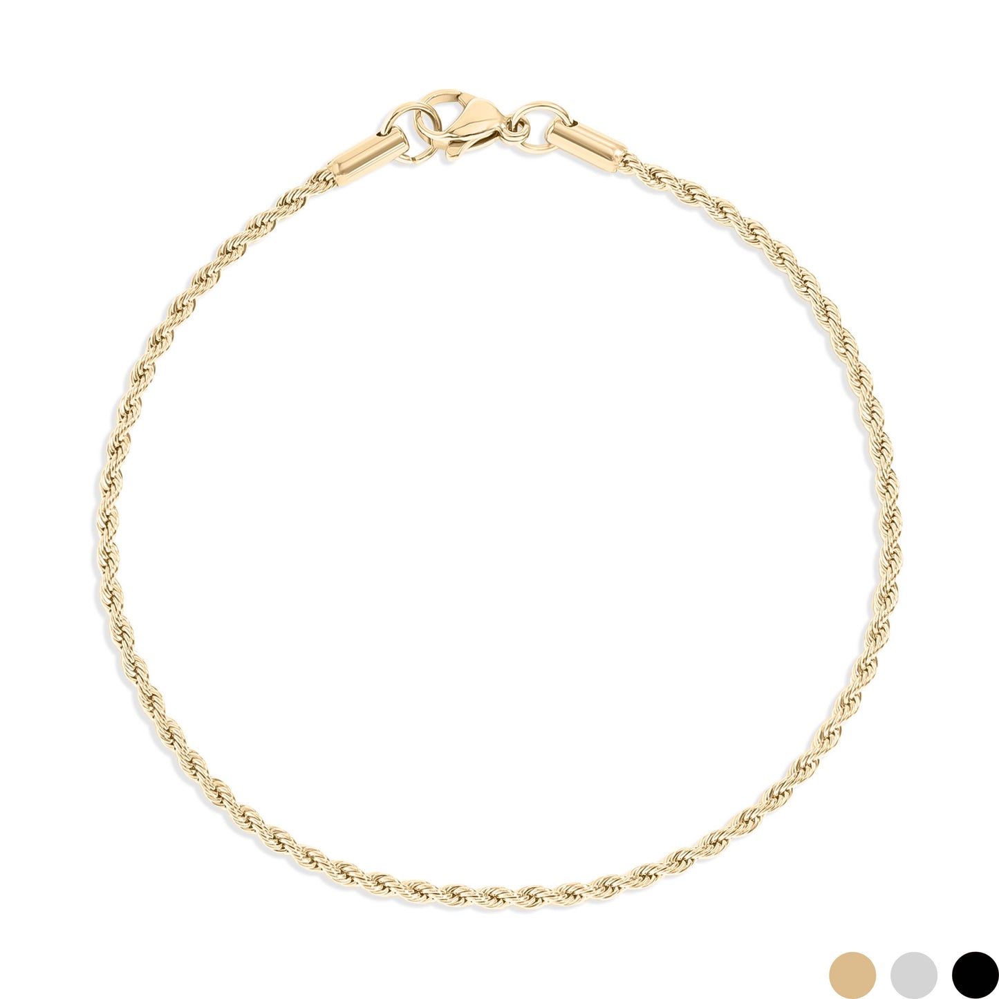 Rope Chain Bracelet / Anklet - Gold, Silver, Black