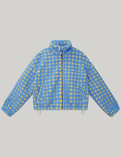 Checkered Gingham Sherpa zip-up jacket 6 COLORS