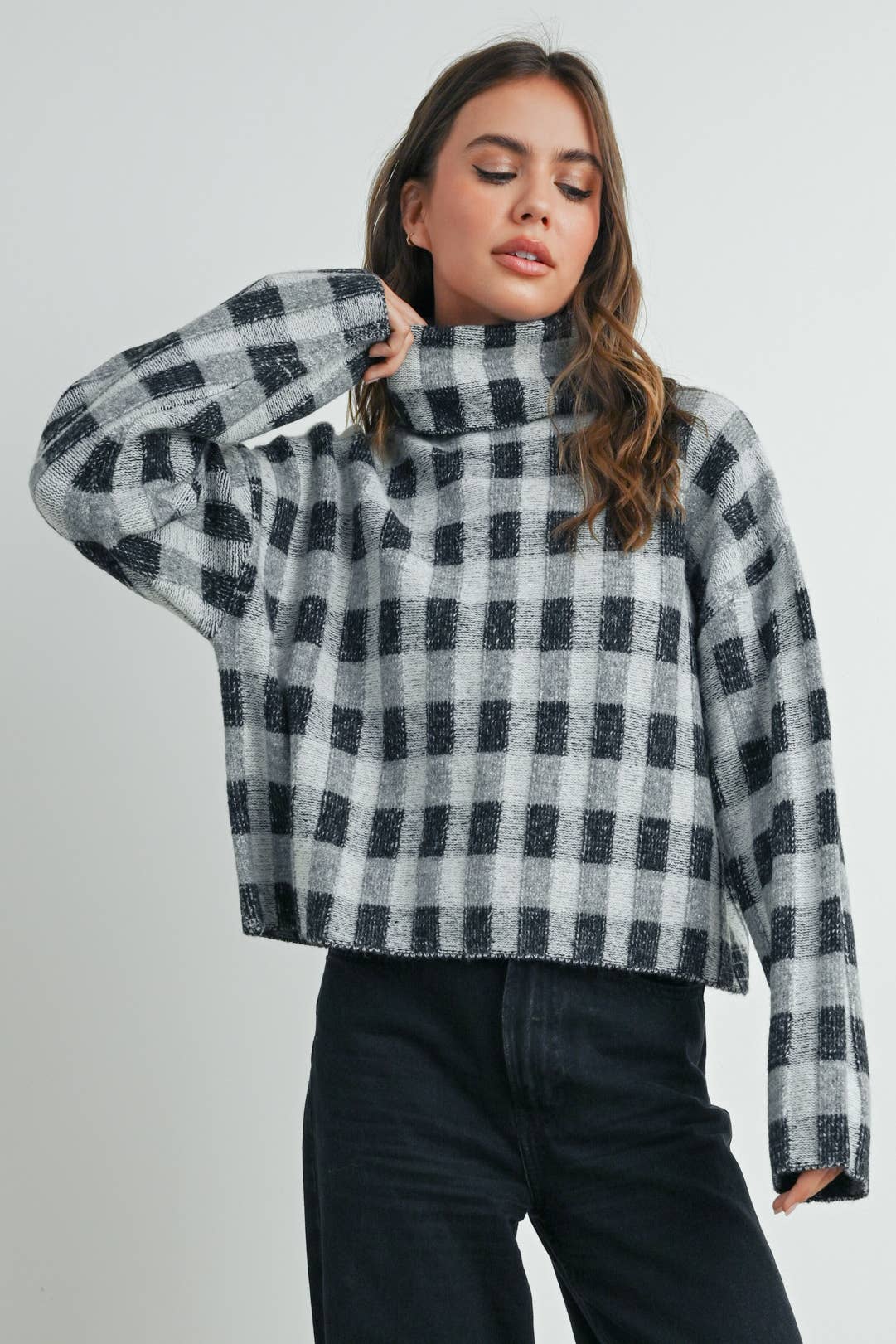 Fall Check Turtleneck Sweater - BMW7532