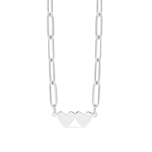 Stainless Steel Engravable 2 Heart Paperclip Necklace