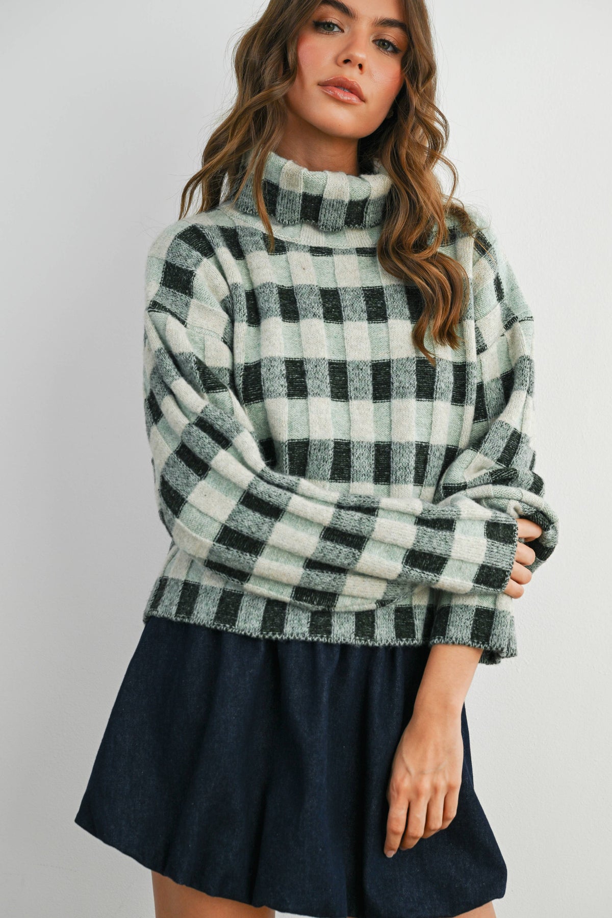 Fall Check Turtleneck Sweater - BMW7532