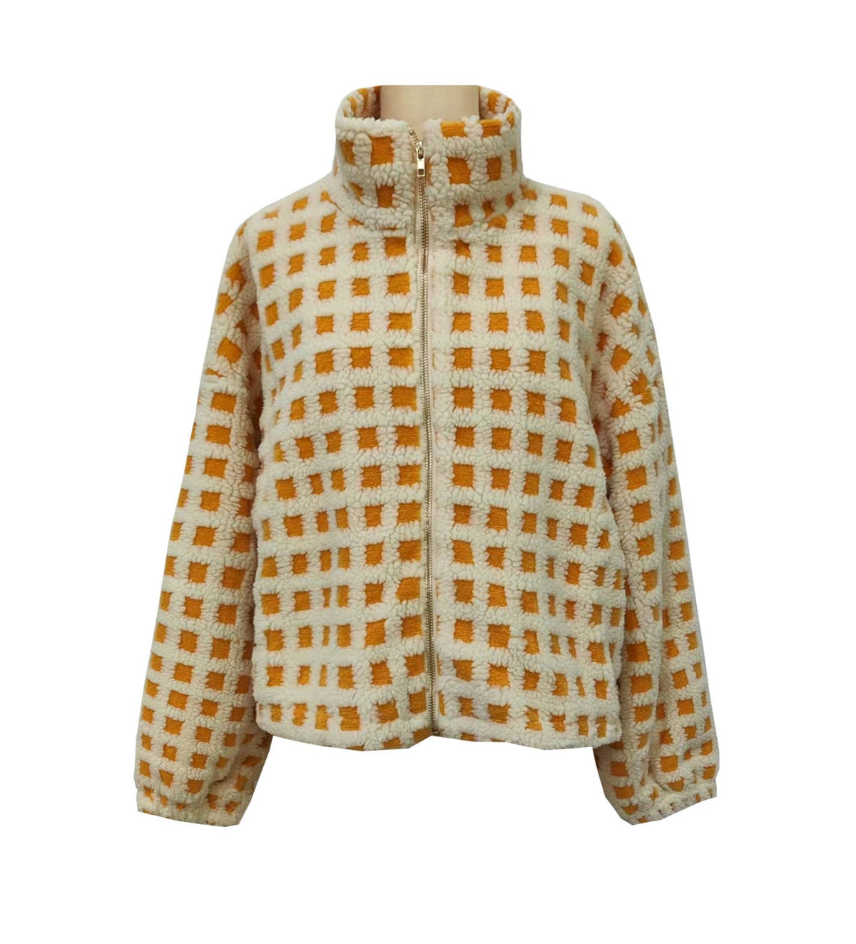 Checkered Gingham Sherpa zip-up jacket 6 COLORS