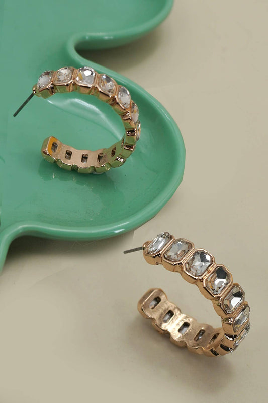 CLASSIC RHINESTONE HOOP EARRINGS