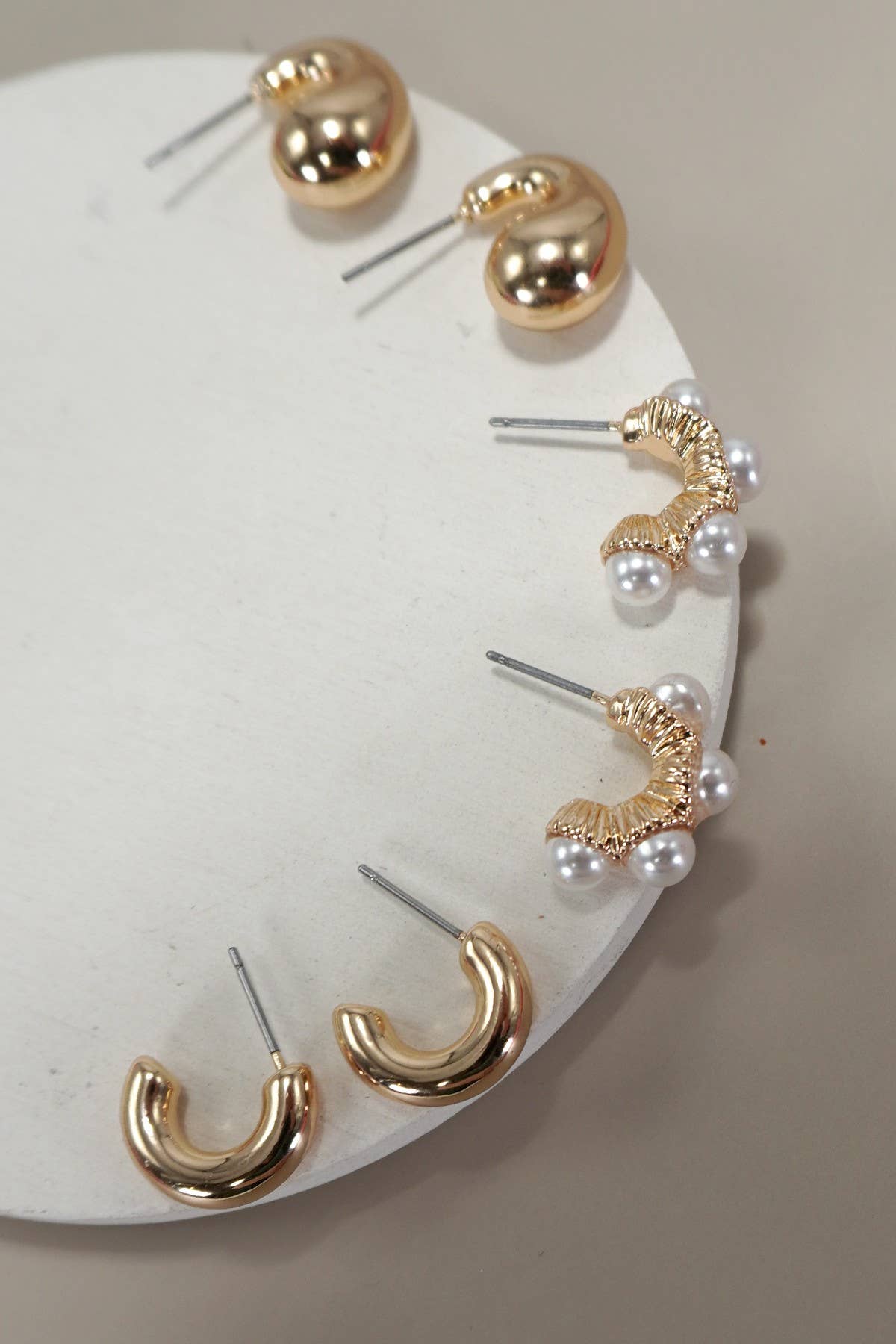 TRIO HUGGIE HOOP EARRINGS