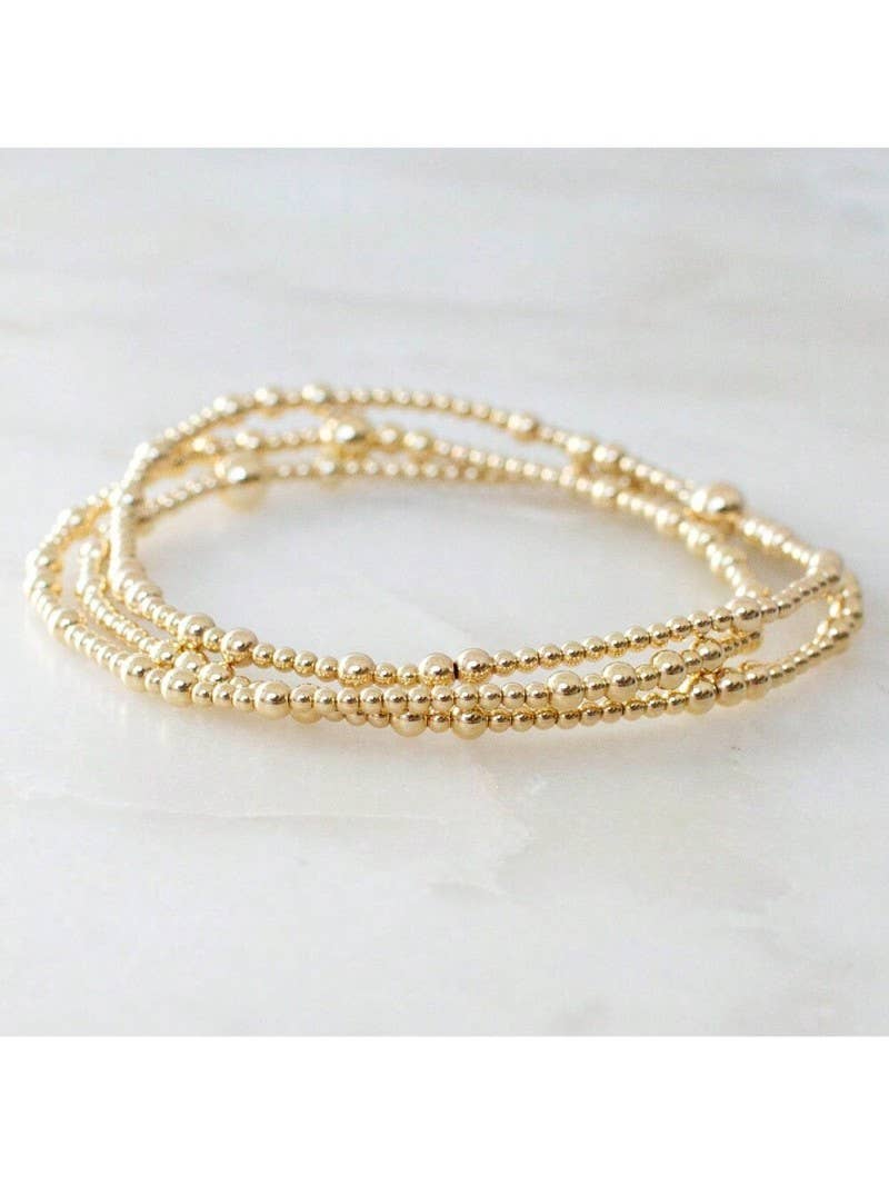 MULTI LAYER GOLD BALL CHAIN BEADED BRACELET | 40B5179