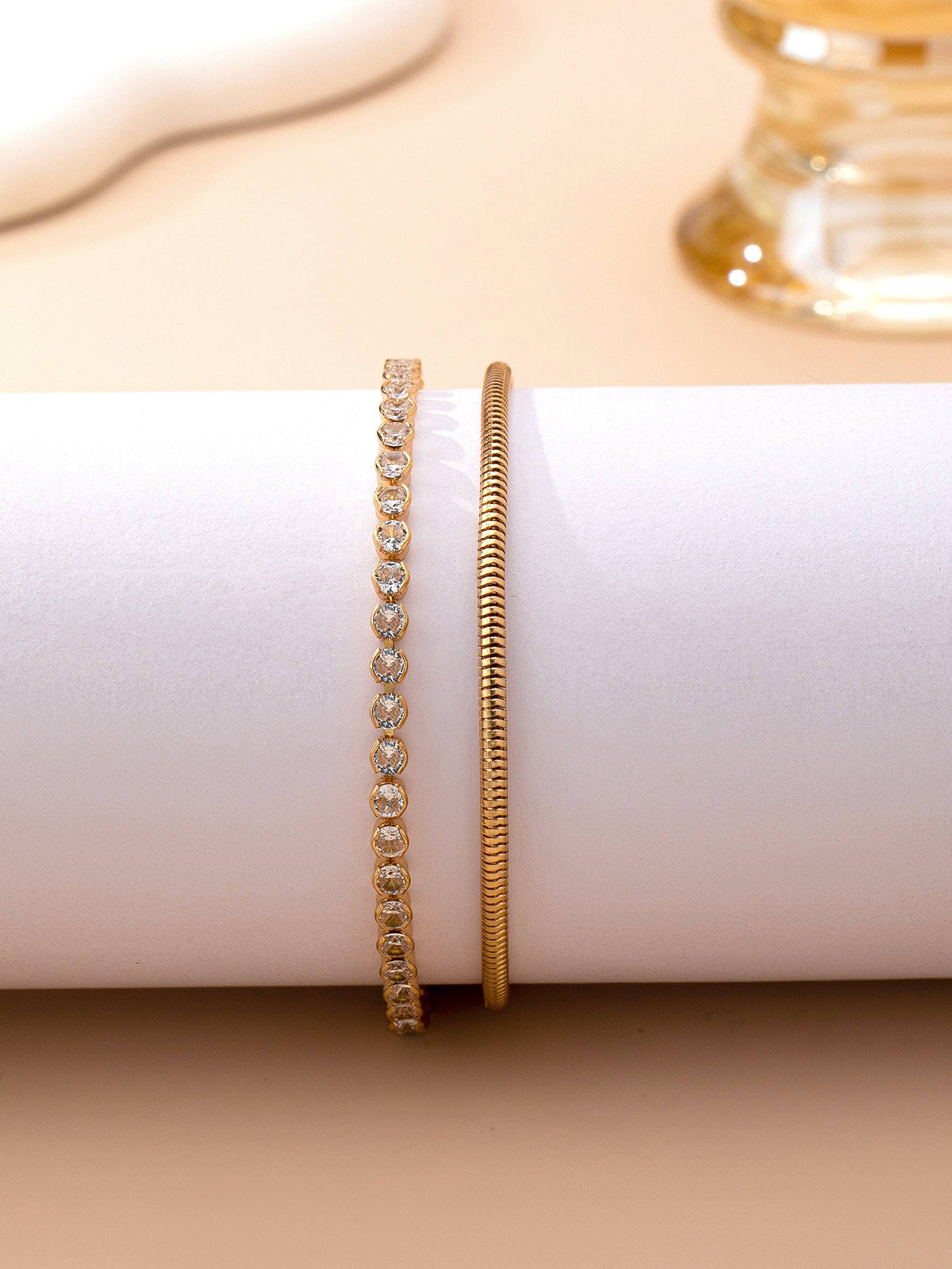 Double Snake Chain Crystal Bracelet | 80B1653