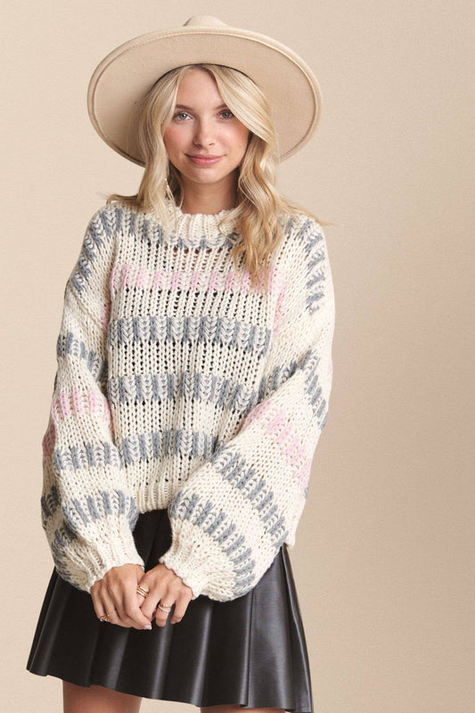 PUFF SLEEVE KNIT SWEATER