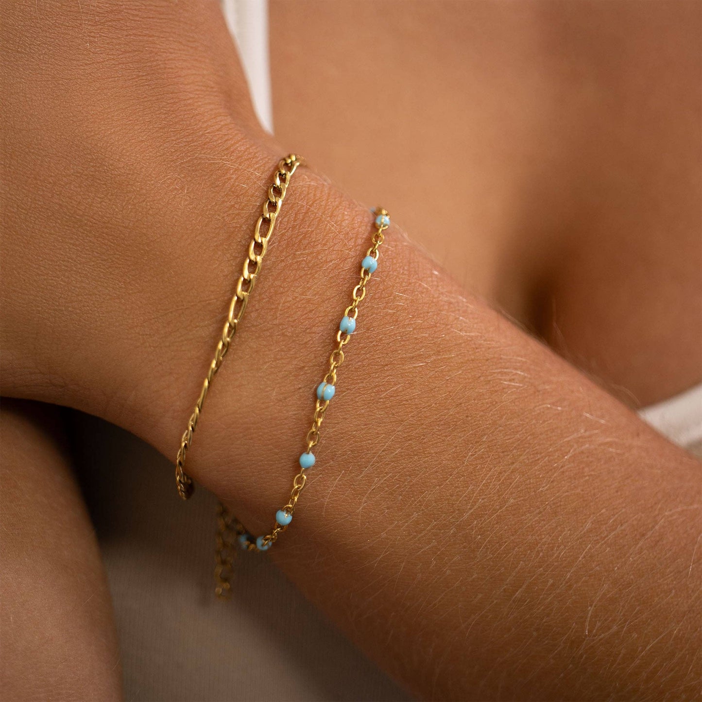 18K Gold PVD Stainless Steel Turquoise Confetti Bracelet
