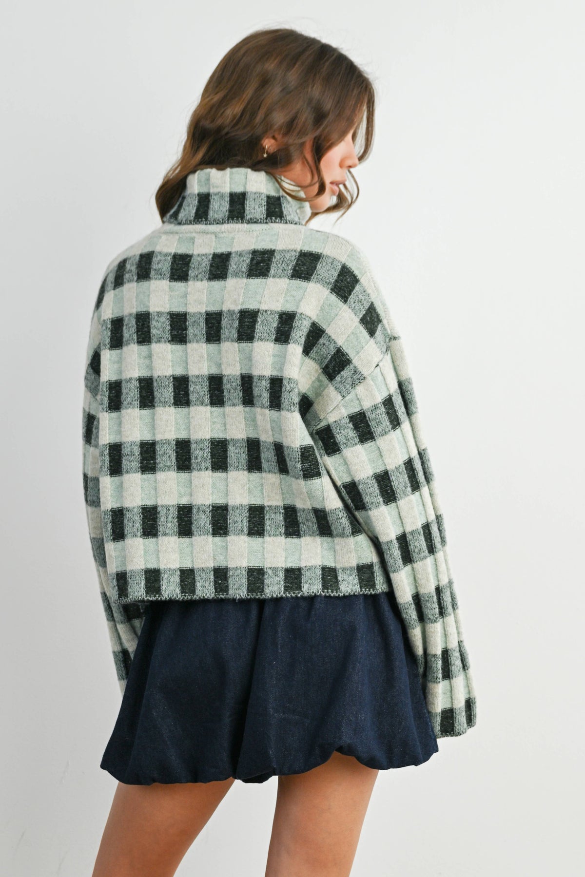 Fall Check Turtleneck Sweater - BMW7532