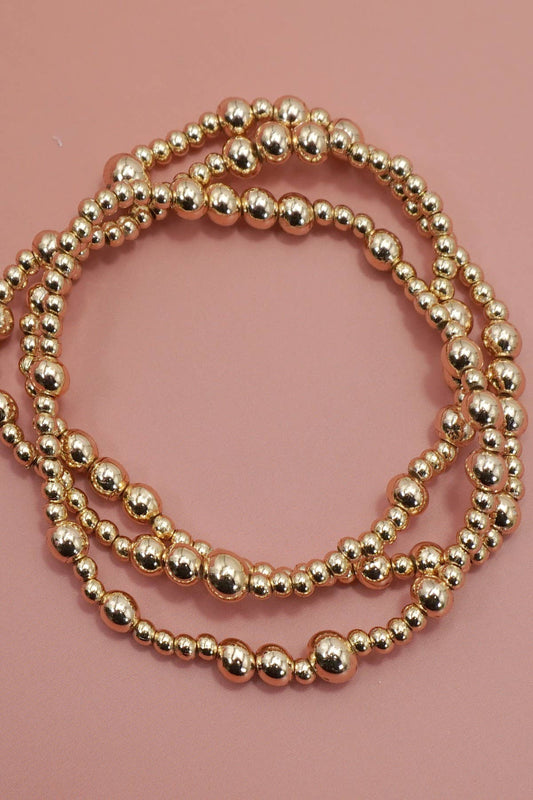 MULTI LAYER GOLD BALL CHAIN BEADED BRACELET
