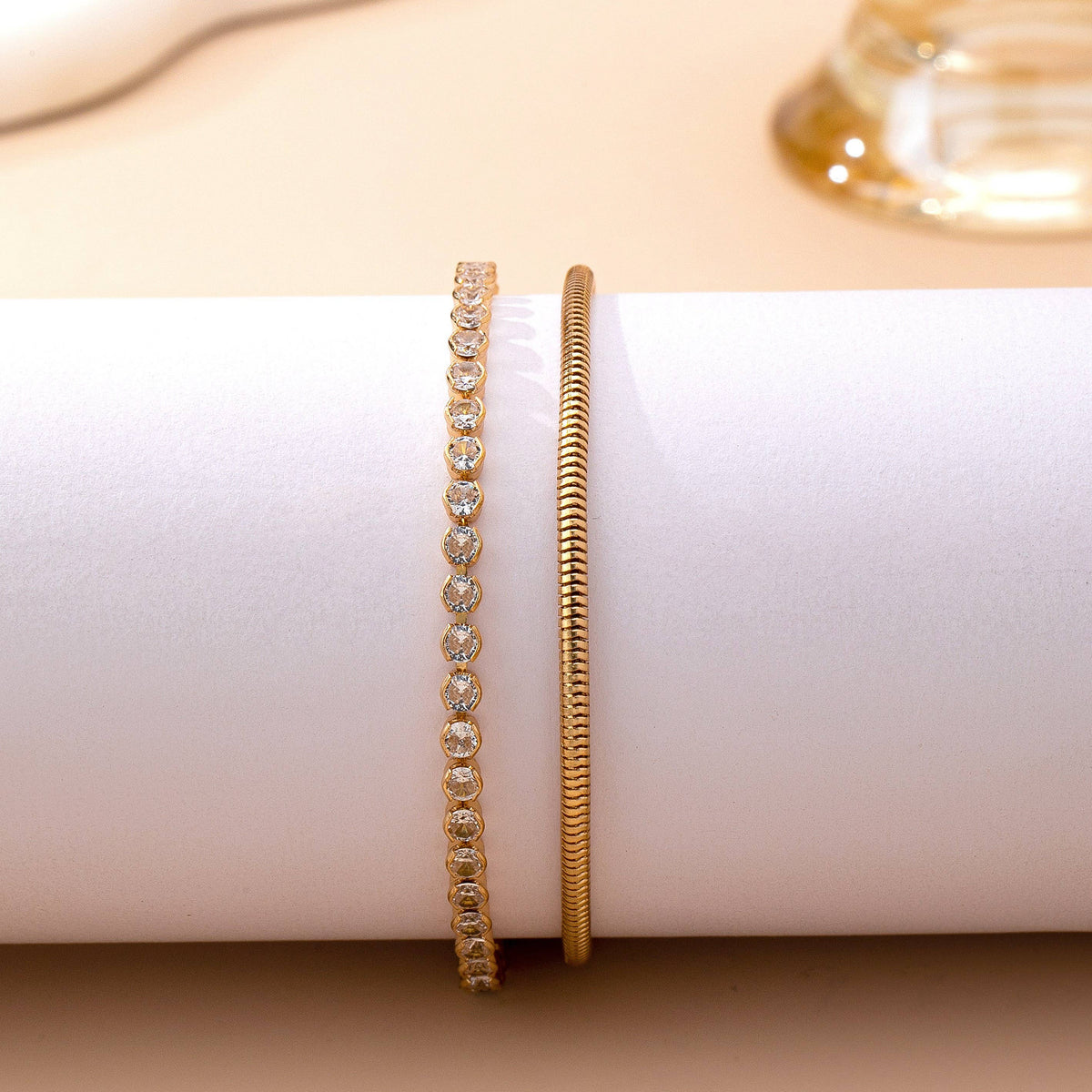 Double Snake Chain Crystal Bracelet | 80B1653