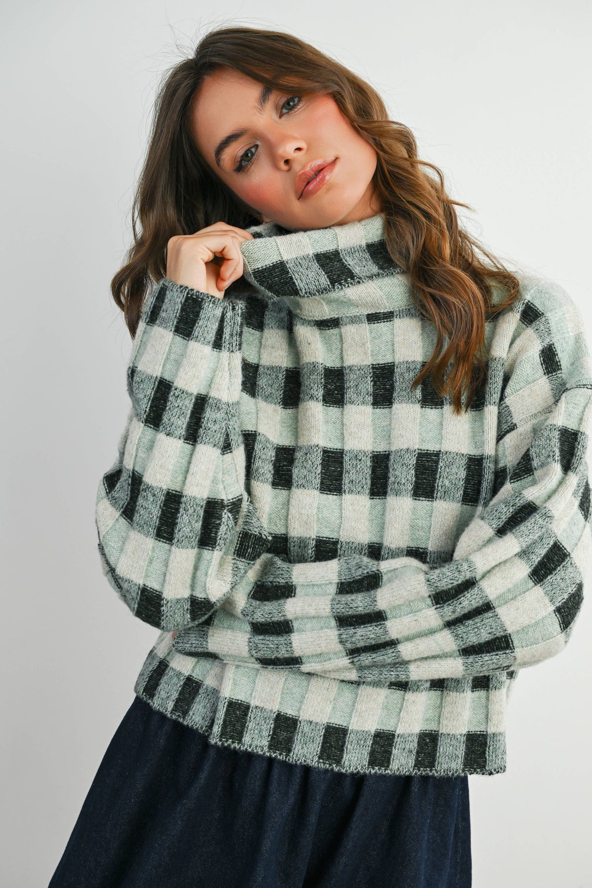 Fall Check Turtleneck Sweater - BMW7532