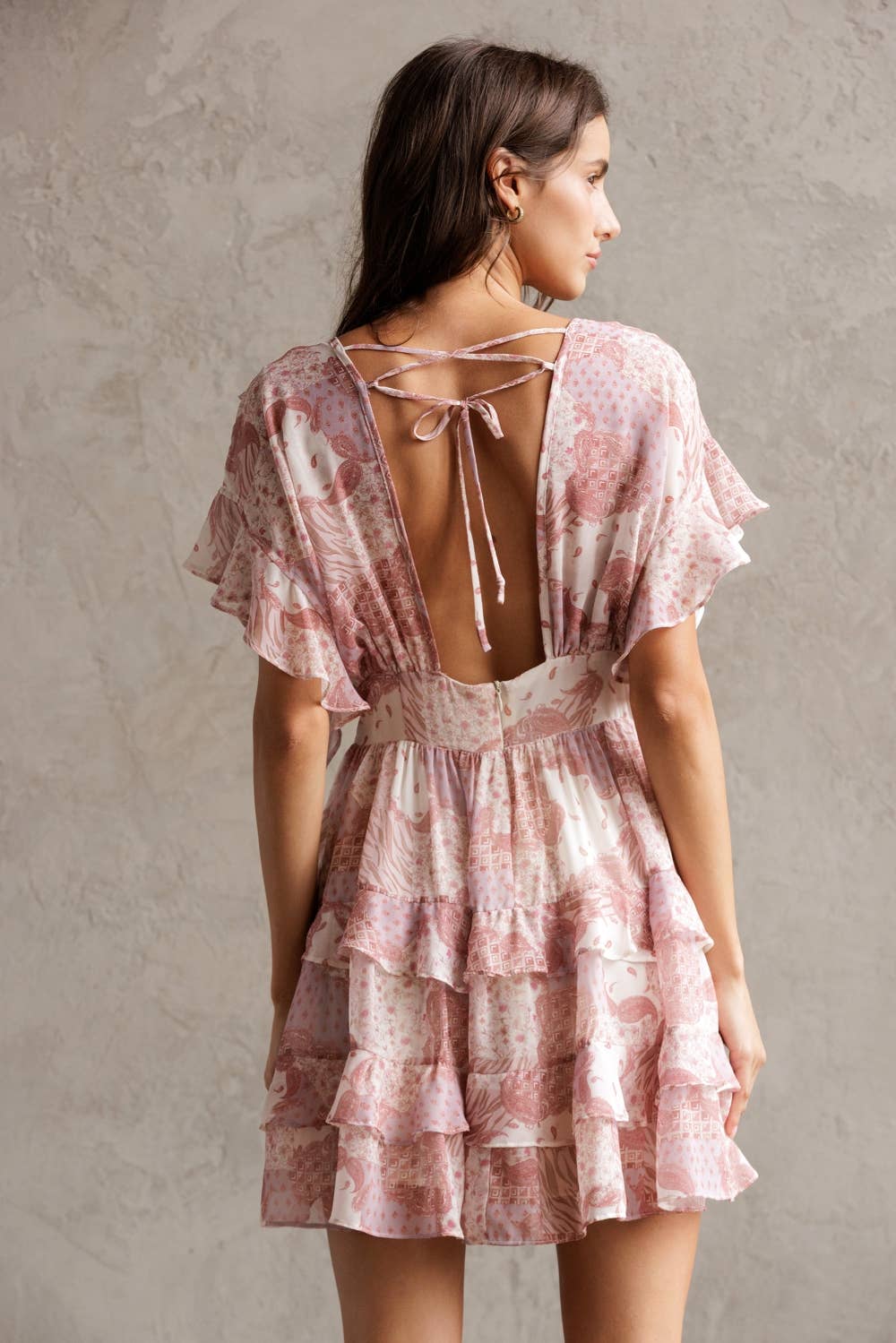 FLORAL MULTI RUFFLE TIERED MINI DRESS