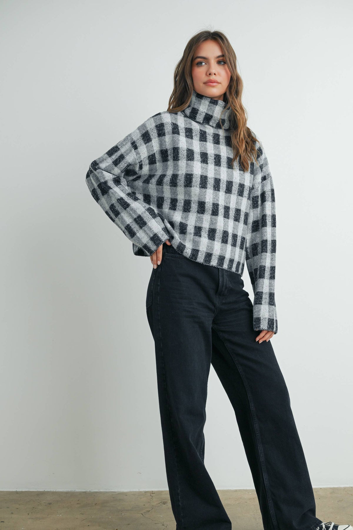 Fall Check Turtleneck Sweater - BMW7532