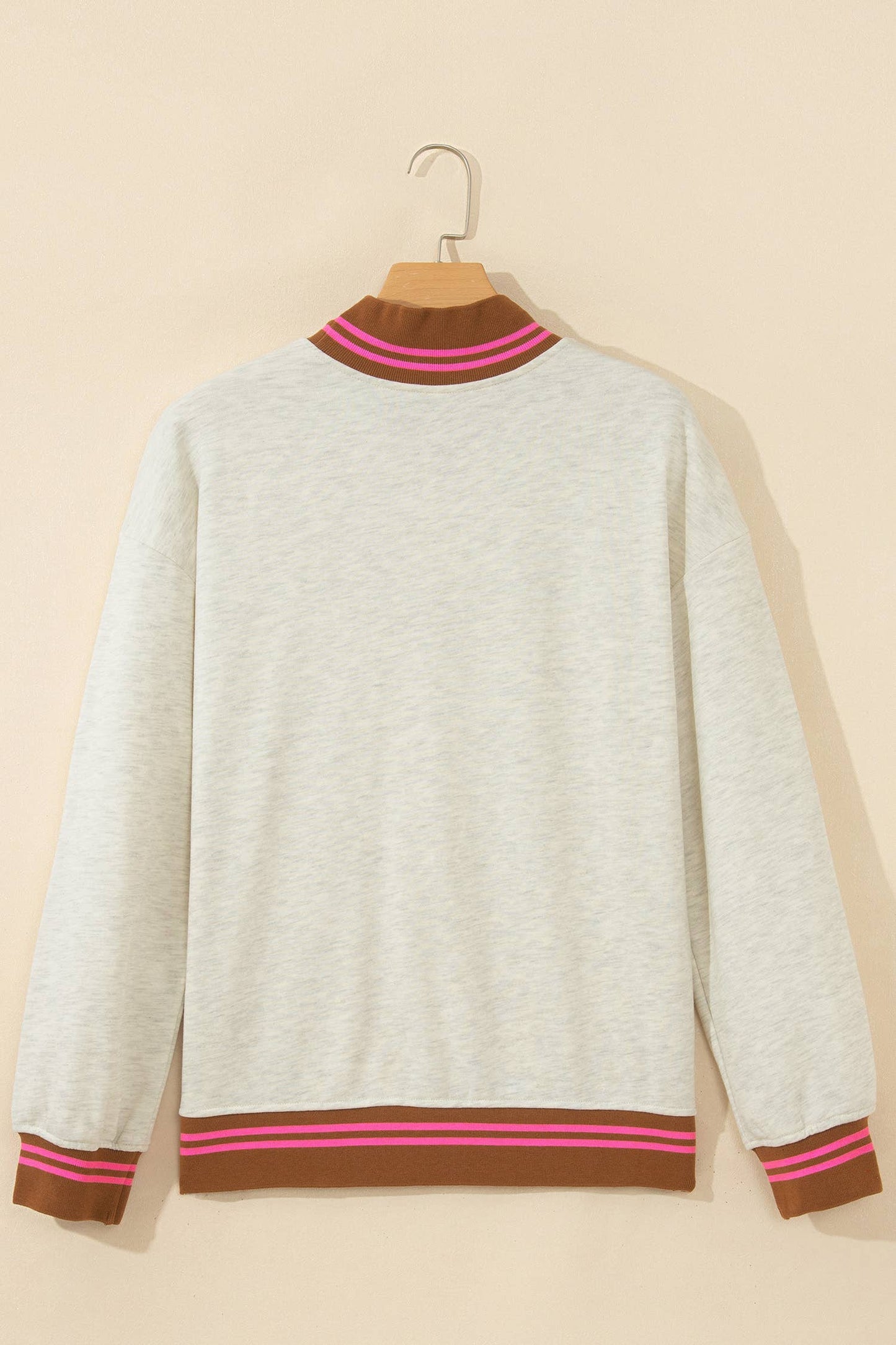 LAS Striped Ribbed Trim Mock Neck Sweatshirt (S-XL)
