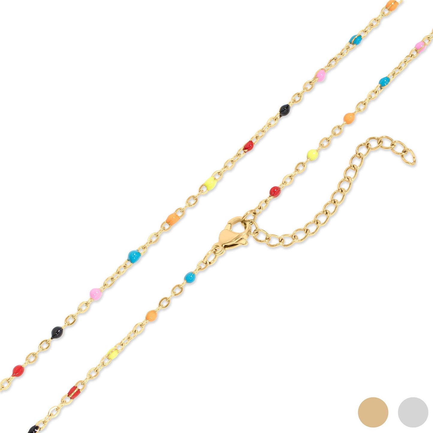 18K Gold PVD Stainless Steel Multi Confetti Chain Necklace