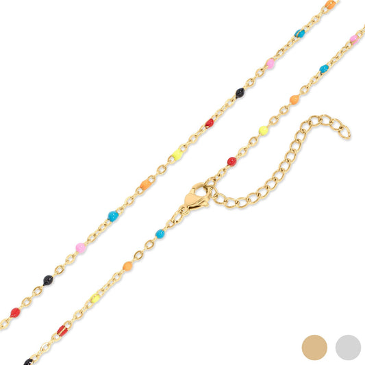 18K Gold PVD Stainless Steel Multi Confetti Chain Necklace