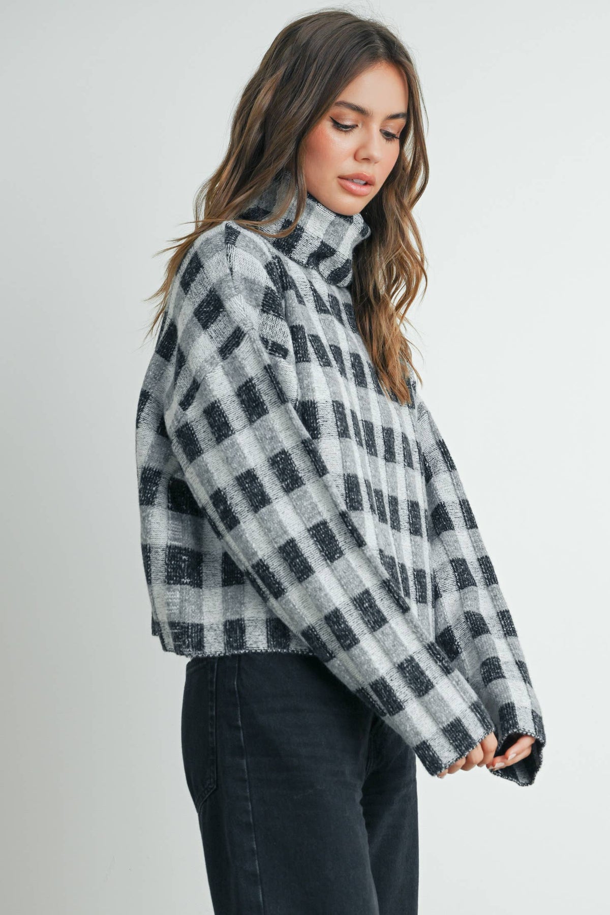 Fall Check Turtleneck Sweater - BMW7532