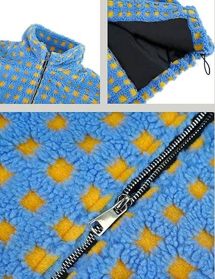 Checkered Gingham Sherpa zip-up jacket 6 COLORS